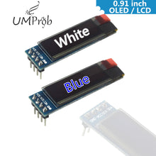 Load image into Gallery viewer, 0.91 Inch 128x32 IIC I2C White / Blue OLED LCD Display DIY Module SSD1306 Driver IC DC 3.3V 5V for arduino